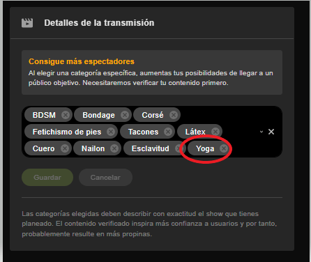 Como Verifico Una Categoría En Stripchat.