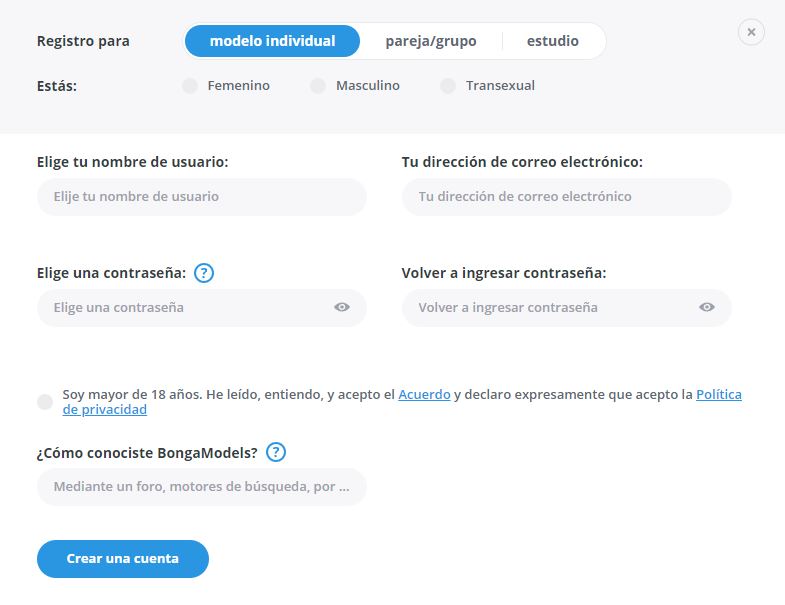 Formulario De Registro Bongamodels